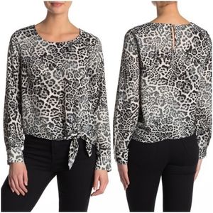 SocialiteTie Front Long Sleeve Blouse